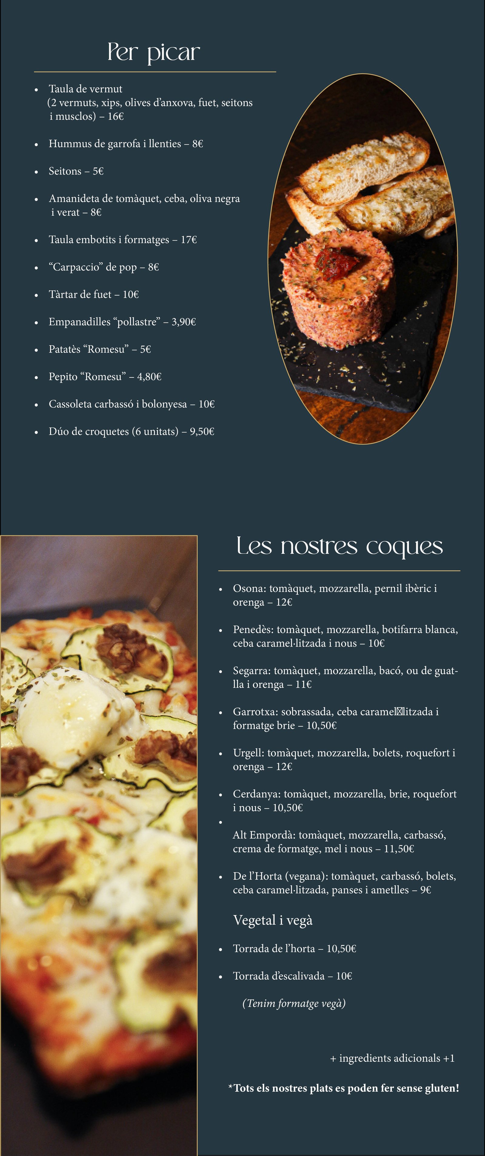 Carta de comidas de Romaní